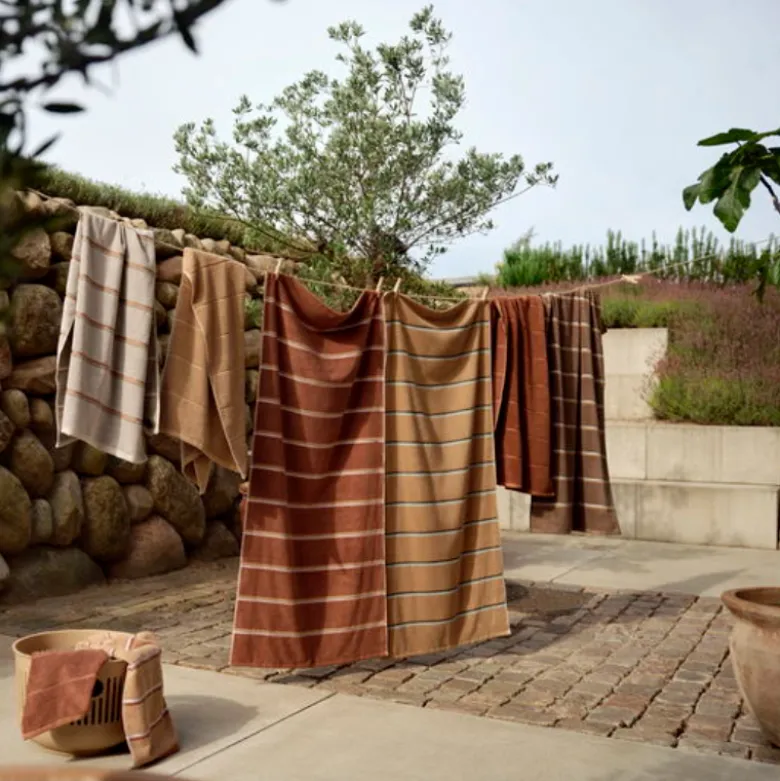 Zone Sauna håndklæde brun/beige/blå 70x140 cm