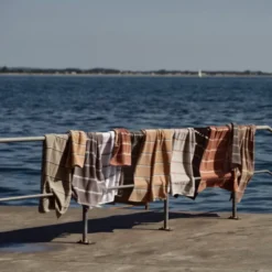 Zone Sauna håndklæde brun/sand/blå 50x100 cm