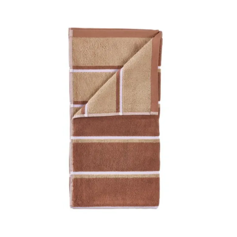 Zone Sauna håndklæde brun/sand/blå 70x140 cm