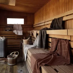 Zone Sauna håndklæde grå/grøn/sand 70x140 cm