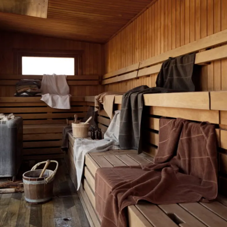 Zone Sauna håndklæde grå/grøn/sand 70x140 cm