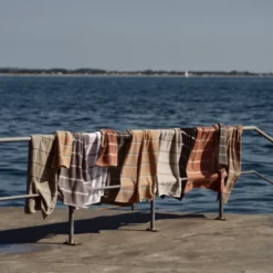 Zone Sauna håndklæde hvid/grå/grøn 70x140 cm