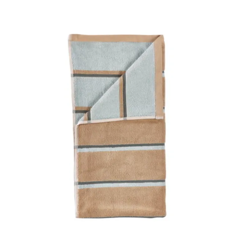 Zone Sauna håndklæde sand/blå/grøn 70x140 cm